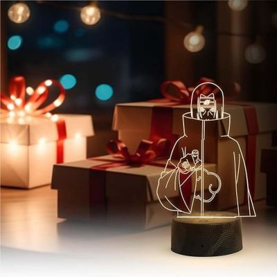 3D Illusion Anime Figure Desk Table Lamp with Warm White   Birthday Gift for Anime Lover  Bedside Table Lamp (Itachi GenjutsuOtaku)