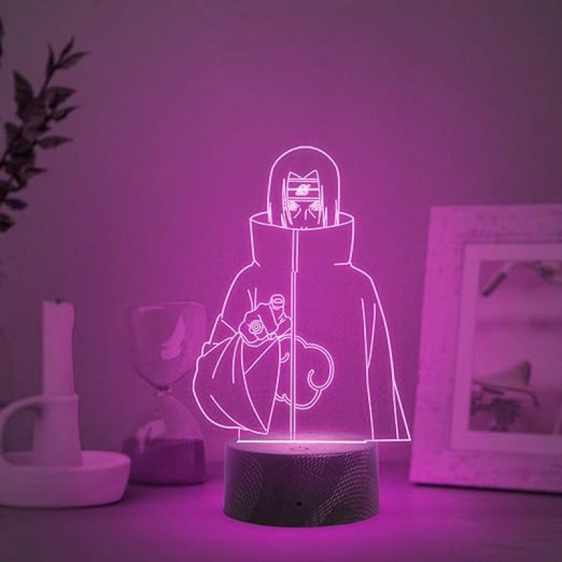 3D Illusion Anime Figure Desk Table Lamp with Automatic Color Changing Light  Birthday Gift for Anime Lover (Itachi GenjutsuOtaku)