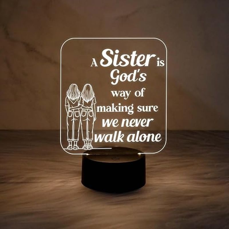 Gift for Sister 3D Illusion Table Lamp with Warm White Light  Birthday Gift for Sister  Best Sister Gift  Surprise Gift for Sister