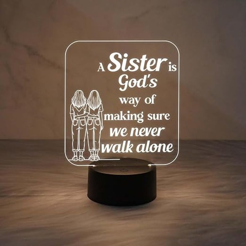 Gift for Sister 3D Illusion Table Lamp with Warm White Light  Birthday Gift for Sister  Best Sister Gift  Surprise Gift for Sister