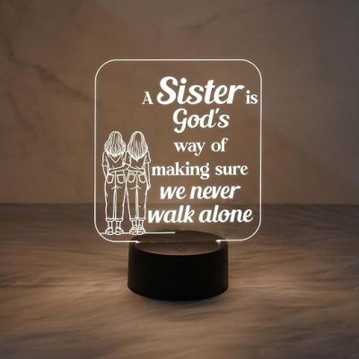 Gift for Sister 3D Illusion Table Lamp with Warm White Light  Birthday Gift for Sister  Best Sister Gift  Surprise Gift for Sister