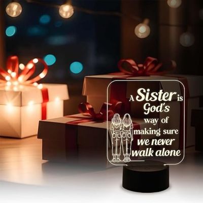Gift for Sister 3D Illusion Table Lamp with Warm White Light  Birthday Gift for Sister  Best Sister Gift  Surprise Gift for Sister