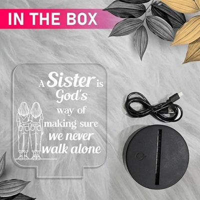 Gift for Sister 3D Illusion Table Lamp with Warm White Light  Birthday Gift for Sister  Best Sister Gift  Surprise Gift for Sister