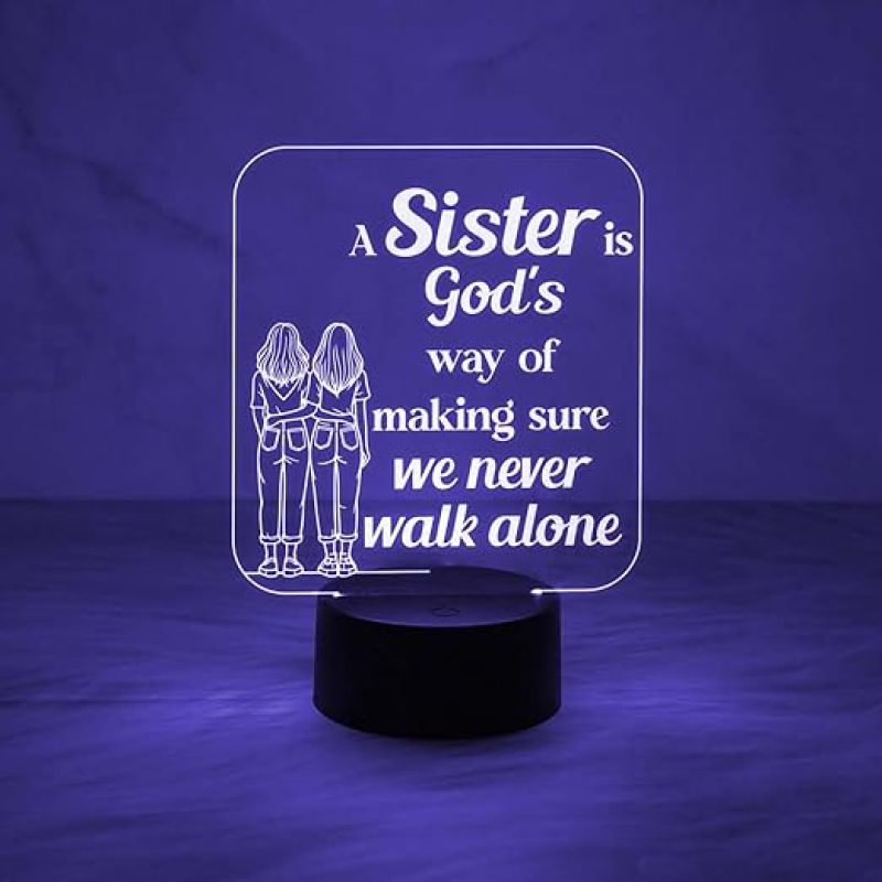 Gift for Sister 3D Illusion Table Lamp with 7 Color Changing Light  Birthday Gift for Sister  Best Sister Gift  Surprise Gift for Sister