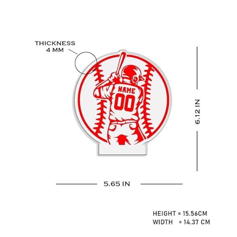3D Illusion Baseball Night Light with Warm White Light  Gift for Player  Home Decor Light  Baseball Light Room Decor for Boys