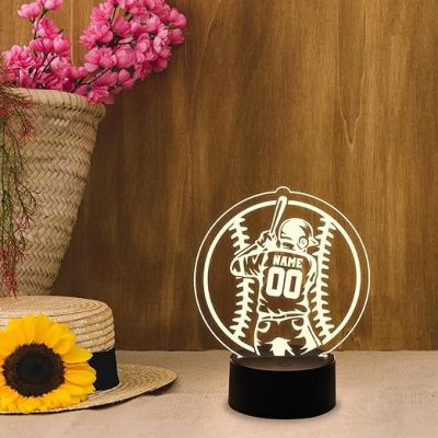 3D Illusion Baseball Night Light with Warm White Light  Gift for Player  Home Decor Light  Baseball Light Room Decor for Boys