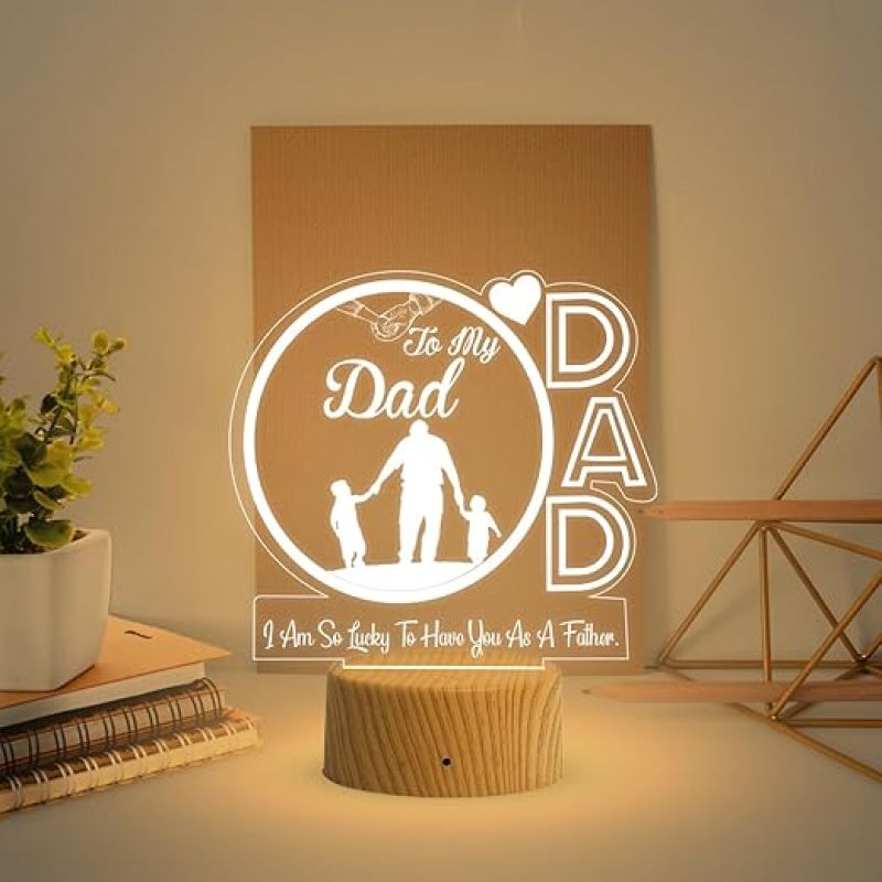 My Dad Acrylic Led Night Lamp with Warm White Light  Birthday Gift for Dad  Fathers Day Gift  Express Your Love for Dad