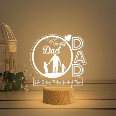 My Dad Acrylic Led Night Lamp with Warm White Light  Birthday Gift for Dad  Fathers Day Gift  Express Your Love for Dad