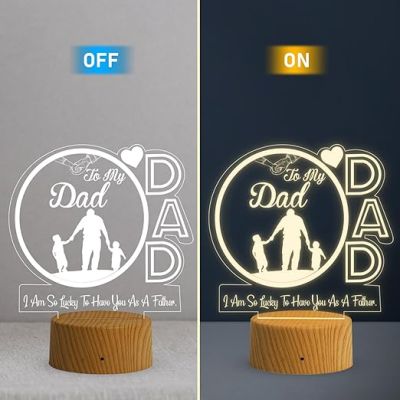 My Dad Acrylic Led Night Lamp with Warm White Light  Birthday Gift for Dad  Fathers Day Gift  Express Your Love for Dad