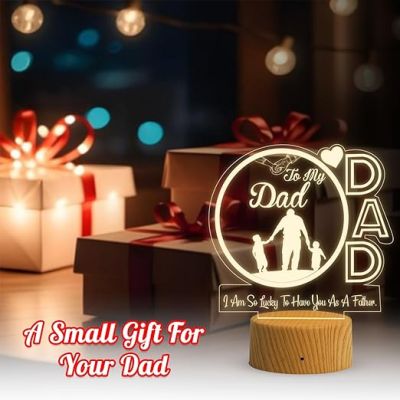 My Dad Acrylic Led Night Lamp with Warm White Light  Birthday Gift for Dad  Fathers Day Gift  Express Your Love for Dad