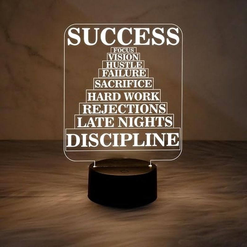 Success Motivational Night Lamp with Warm White Light  Bedroom Study Room Office Living Room Décor Light  Bedside Lamp