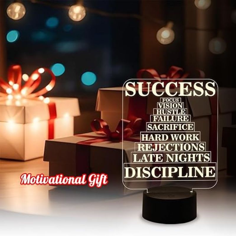Success Motivational Night Lamp with Warm White Light  Bedroom Study Room Office Living Room Décor Light  Bedside Lamp