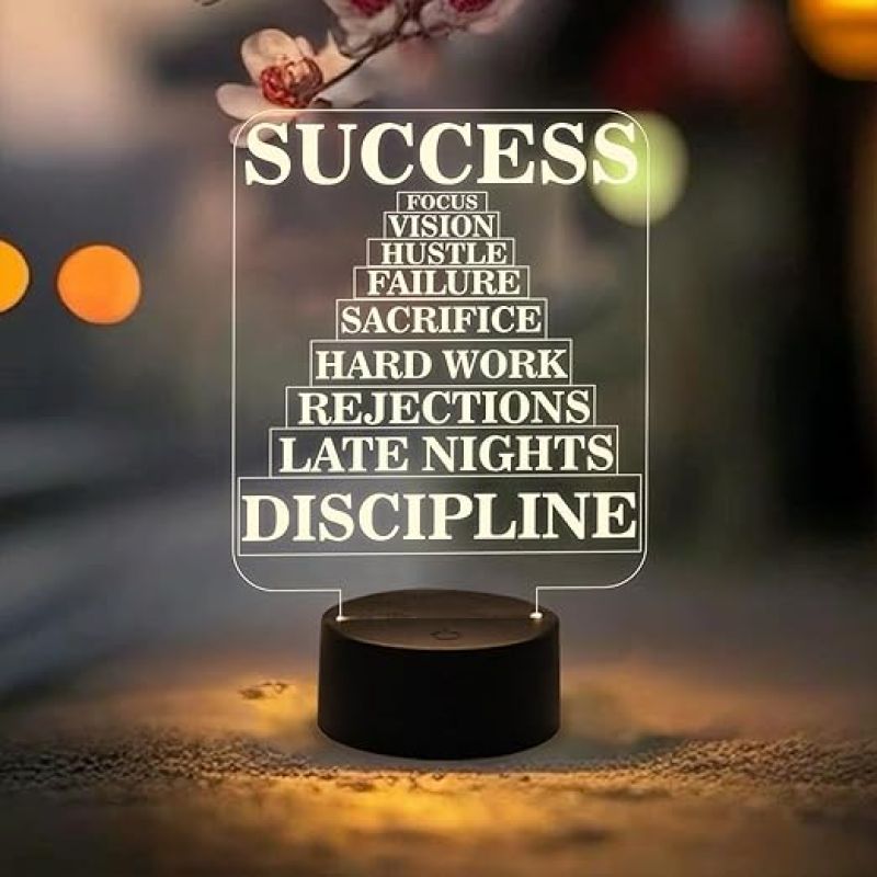 Success Motivational Night Lamp with Warm White Light  Bedroom Study Room Office Living Room Décor Light  Bedside Lamp
