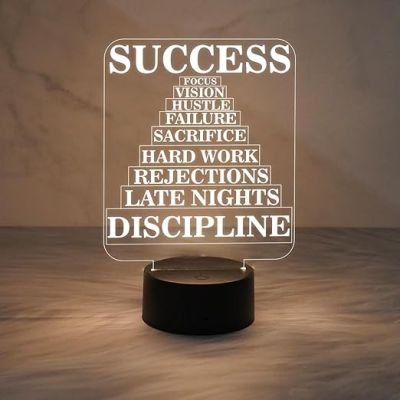 Success Motivational Night Lamp with Warm White Light  Bedroom Study Room Office Living Room Décor Light  Bedside Lamp