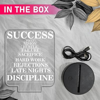 Success Motivational Night Lamp with Warm White Light  Bedroom Study Room Office Living Room Décor Light  Bedside Lamp