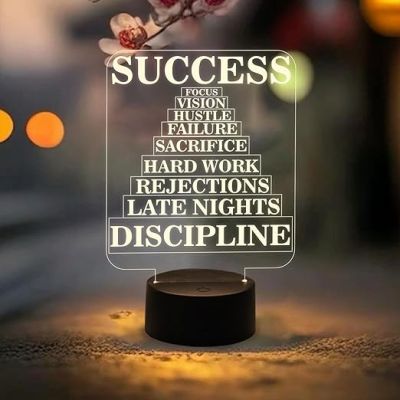 Success Motivational Night Lamp with Warm White Light  Bedroom Study Room Office Living Room Décor Light  Bedside Lamp