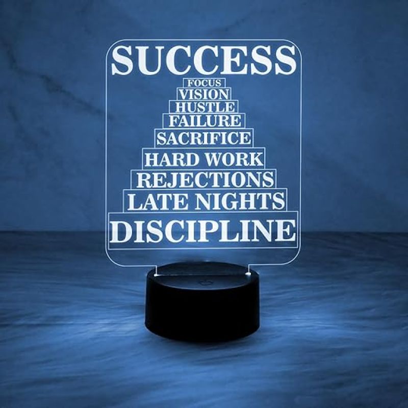 Success Motivational Night Lamp with Automatic Color Changing Light  Bedroom Study Room Office Living Room Décor Light  Bedside Lamp