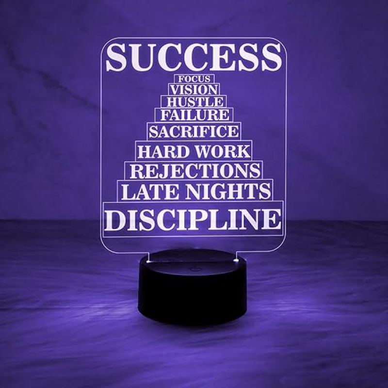 Success Motivational Night Lamp with Automatic Color Changing Light  Bedroom Study Room Office Living Room Décor Light  Bedside Lamp