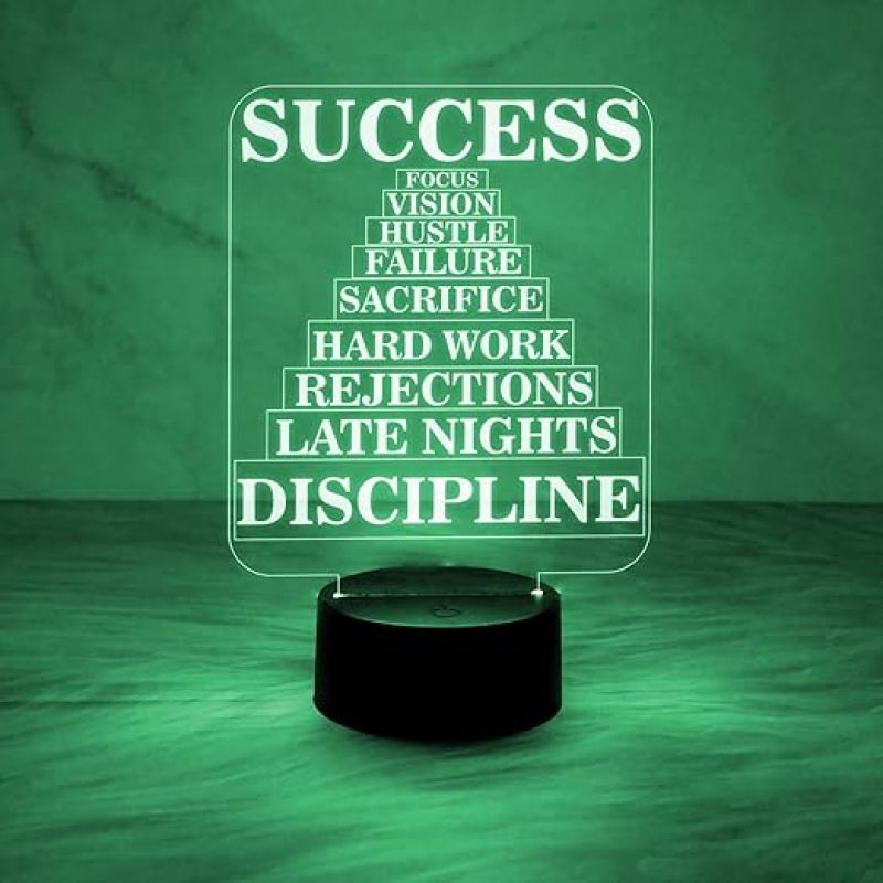 Success Motivational Night Lamp with Automatic Color Changing Light  Bedroom Study Room Office Living Room Décor Light  Bedside Lamp