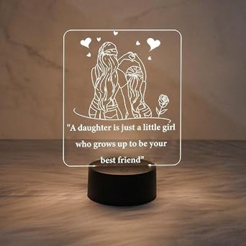 Daughter Gift from Mom  Quote Engraved Night Lamp  Birthday Gift for Daughter  Warm White Light  Daughters Day Gift