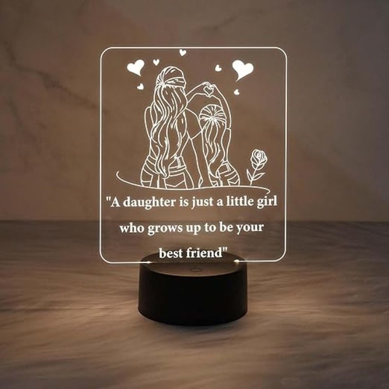 Daughter Gift from Mom  Quote Engraved Night Lamp  Birthday Gift for Daughter  Warm White Light  Daughters Day Gift