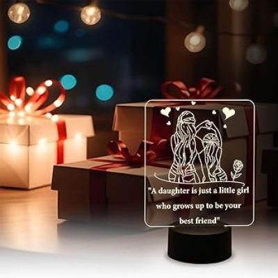 Daughter Gift from Mom  Quote Engraved Night Lamp  Birthday Gift for Daughter  Warm White Light  Daughters Day Gift