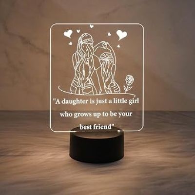 Daughter Gift from Mom  Quote Engraved Night Lamp  Birthday Gift for Daughter  Warm White Light  Daughters Day Gift