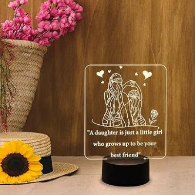 Daughter Gift from Mom  Quote Engraved Night Lamp  Birthday Gift for Daughter  Warm White Light  Daughters Day Gift