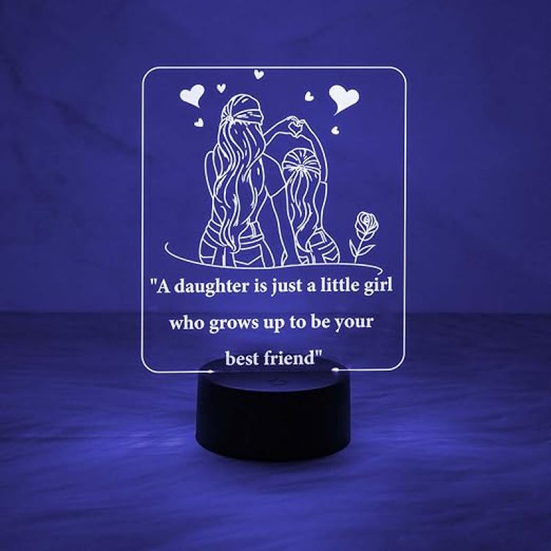 Daughter Gift from Mom | Quote Engraved Night Lamp  Birthday Gift for Daughter   Automatic Color Changing Light  Daughters Day Gift