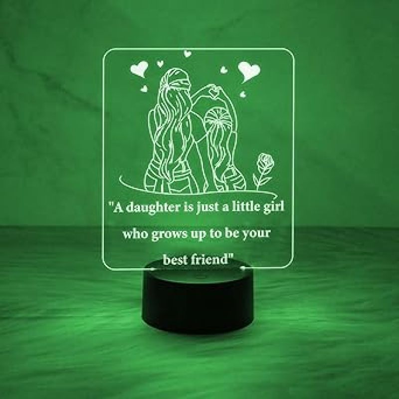 Daughter Gift from Mom | Quote Engraved Night Lamp  Birthday Gift for Daughter   Automatic Color Changing Light  Daughters Day Gift