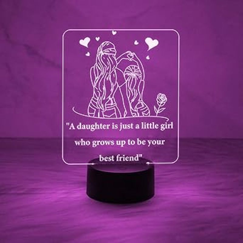 Daughter Gift from Mom | Quote Engraved Night Lamp  Birthday Gift for Daughter   Automatic Color Changing Light  Daughters Day Gift