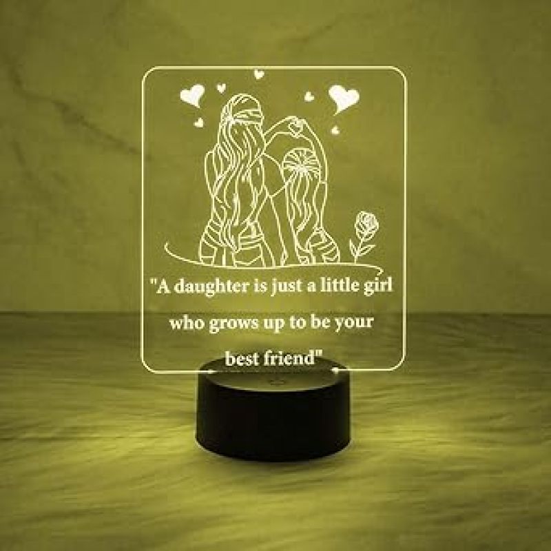 Daughter Gift from Mom | Quote Engraved Night Lamp  Birthday Gift for Daughter   Automatic Color Changing Light  Daughters Day Gift