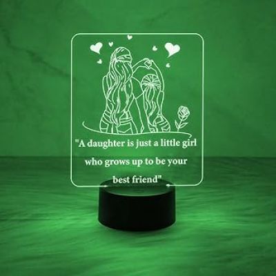 Daughter Gift from Mom | Quote Engraved Night Lamp  Birthday Gift for Daughter   Automatic Color Changing Light  Daughters Day Gift