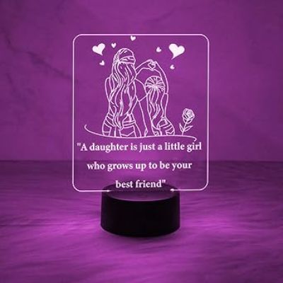Daughter Gift from Mom | Quote Engraved Night Lamp  Birthday Gift for Daughter   Automatic Color Changing Light  Daughters Day Gift