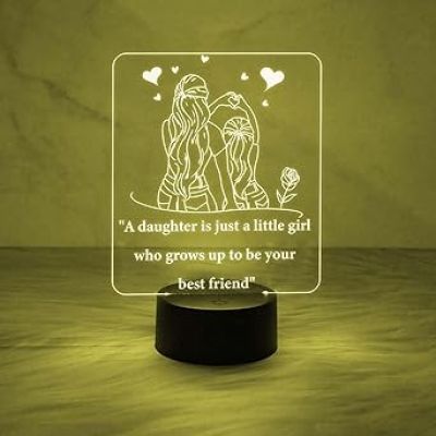 Daughter Gift from Mom | Quote Engraved Night Lamp  Birthday Gift for Daughter   Automatic Color Changing Light  Daughters Day Gift