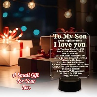 Engraved to My Son Night Lamp with Warm White Light  Birthday Gift for Son  Memorable Gift for Son