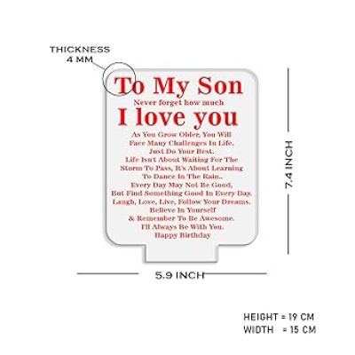 Engraved to My Son Night Lamp with Warm White Light  Birthday Gift for Son  Memorable Gift for Son