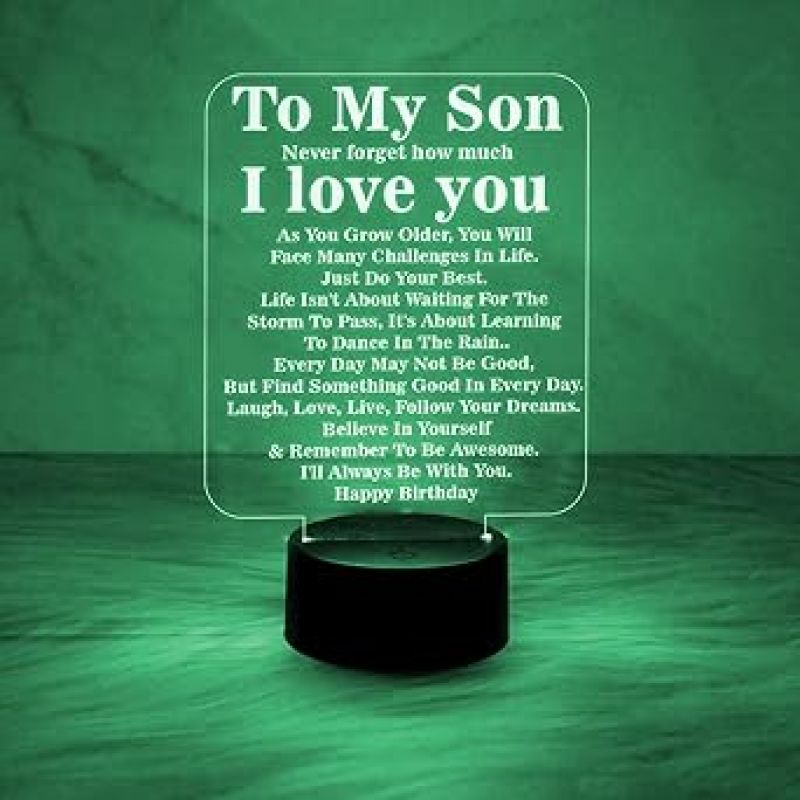 Engraved to My Son Night Lamp with 7 Color Changing Light  Birthday Gift for Son  Memorable Gift for Son