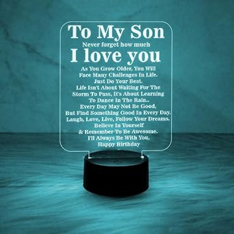 Engraved to My Son Night Lamp with 7 Color Changing Light  Birthday Gift for Son  Memorable Gift for Son
