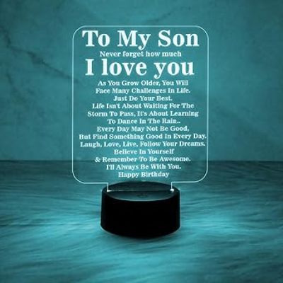 Engraved to My Son Night Lamp with 7 Color Changing Light  Birthday Gift for Son  Memorable Gift for Son