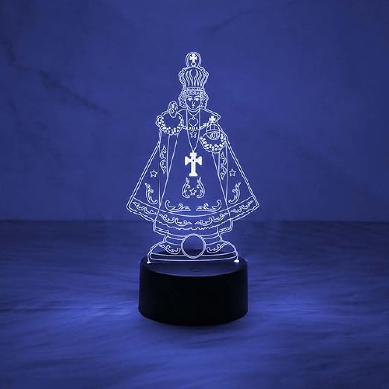 3D Illusion Jesus Cross Night Lamp  King Prince Figures Led Lamp with Automatic Color Changing Light  3D Desk Table Christmas Gift  Gift for Christian Friend