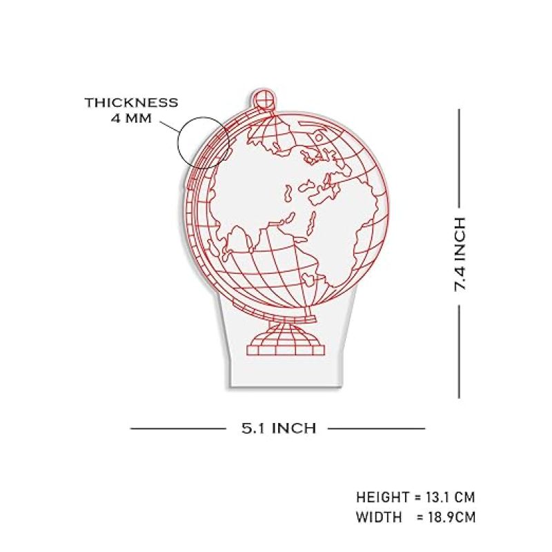 3D Illusion Earth Globe Night Lamp  Kids Room Decor Light  Gifts for Astronomy Lovers  Warm White Light