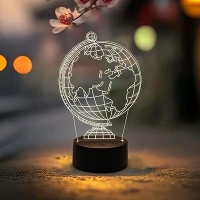 3D Illusion Earth Globe Night Lamp  Kids Room Decor Light  Gifts for Astronomy Lovers  Warm White Light