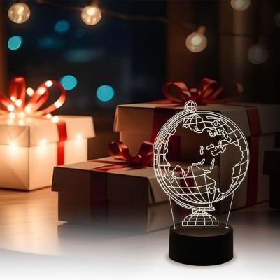 3D Illusion Earth Globe Night Lamp  Kids Room Decor Light  Gifts for Astronomy Lovers  Warm White Light