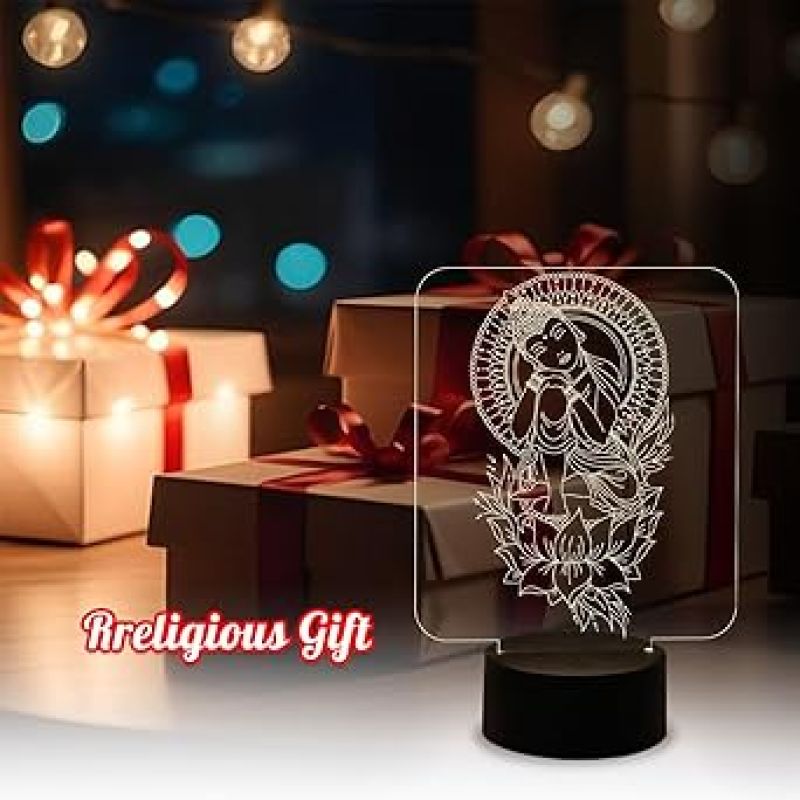 3D Illusion Buddha Night Lamp Unique Home Decor Light with Warm White Light  Meditation Nightlight  Home & Pooja Room Decor Light