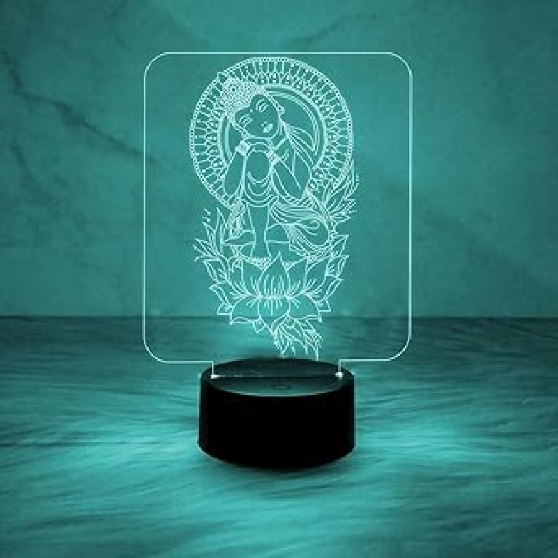 3D Illusion Buddha Night Lamp Unique Home Decor Light with Automatic Color Changing Light  Meditation Nightlight  Home & Pooja Room Decor Light