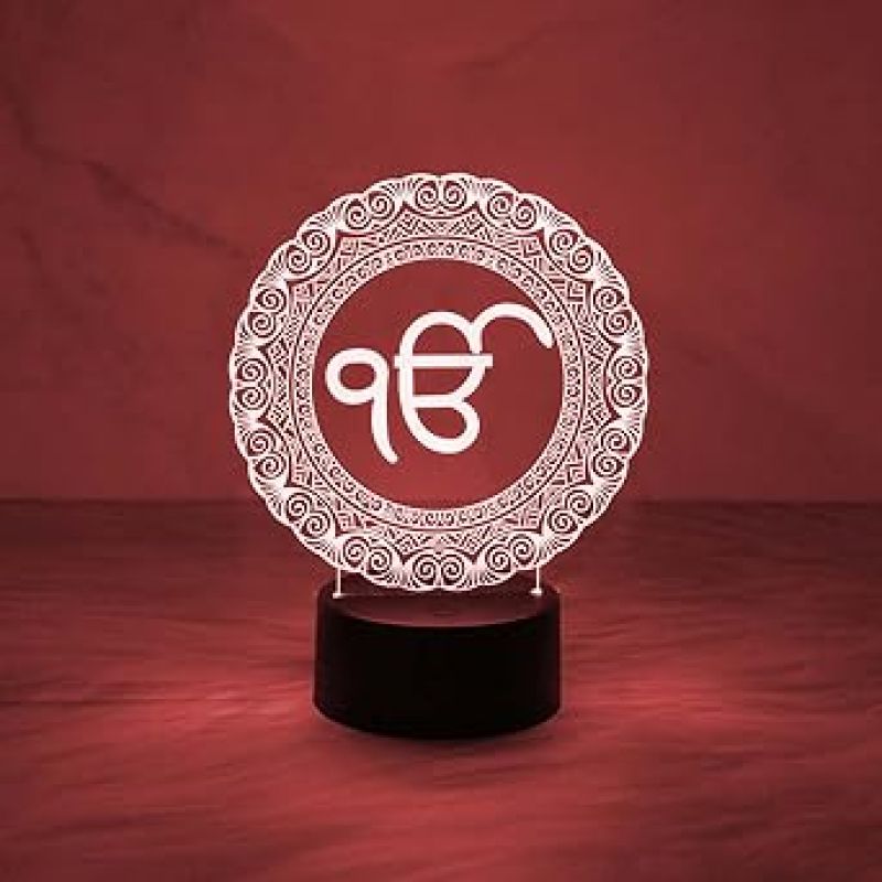 3D Illusion Ek Onkar Night Lamp with Automatic Color Changing Light  Gift for Home for Special Occasion  Home Decor  Gurudwara Pooja Room Decor Light