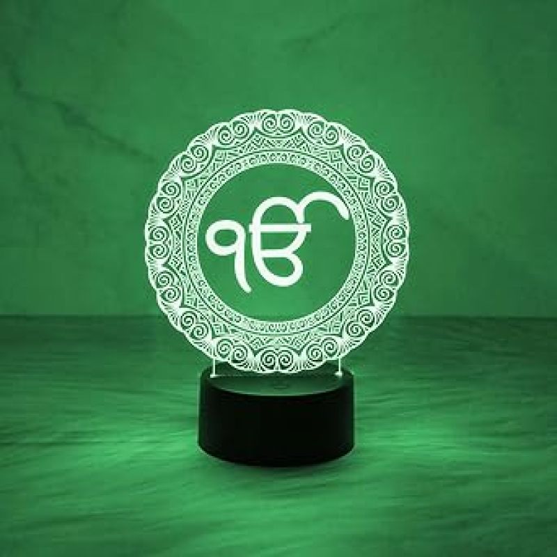 3D Illusion Ek Onkar Night Lamp with Automatic Color Changing Light  Gift for Home for Special Occasion  Home Decor  Gurudwara Pooja Room Decor Light