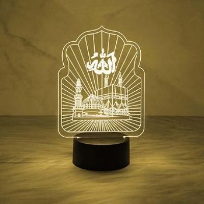 3D Illusion Makka Madina Night Lamp  Islamic Led Lamp for Home & Office Decor Light  Automatic Color Changing Light  Muslim Home Decor Light
