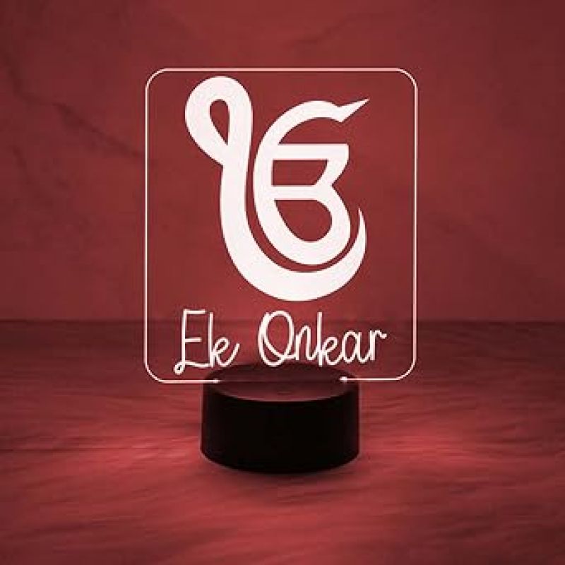 Ek Onkar 3D Illusion Night Lamp with Automatic Color Changing  Gift for Punjabi Friend  Sikh Symbol Lamp  Home & Office Decor Light